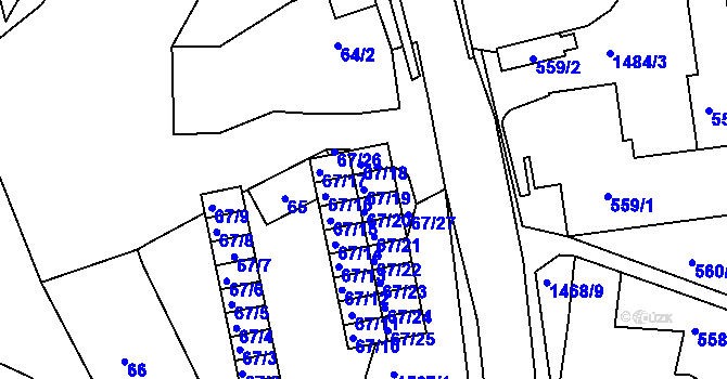 Parcela st. 67/19 v KÚ Olomučany, Katastrální mapa