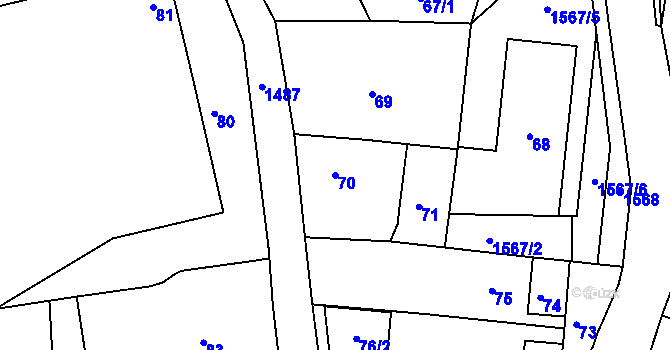 Parcela st. 70 v KÚ Olomučany, Katastrální mapa