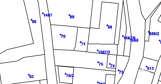 Parcela st. 71 v KÚ Olomučany, Katastrální mapa