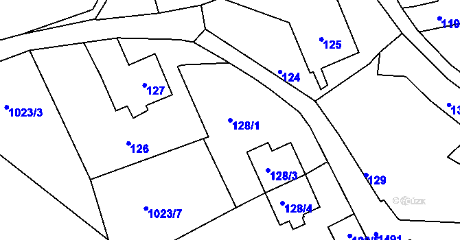 Parcela st. 128/1 v KÚ Olomučany, Katastrální mapa