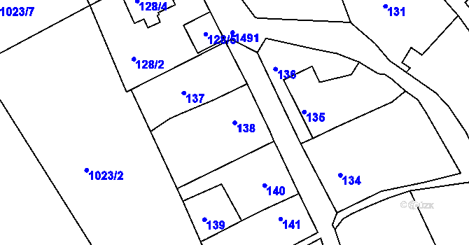 Parcela st. 138 v KÚ Olomučany, Katastrální mapa