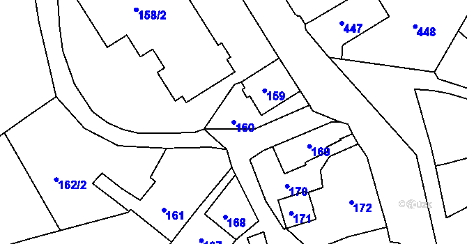 Parcela st. 160 v KÚ Olomučany, Katastrální mapa