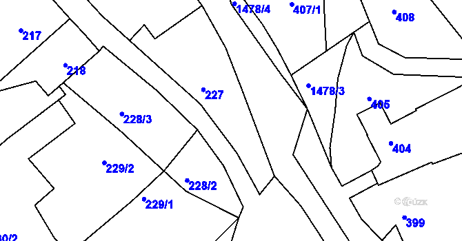 Parcela st. 228/1 v KÚ Olomučany, Katastrální mapa