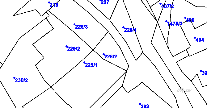 Parcela st. 228/2 v KÚ Olomučany, Katastrální mapa