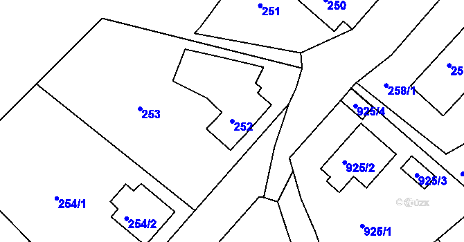 Parcela st. 252 v KÚ Olomučany, Katastrální mapa