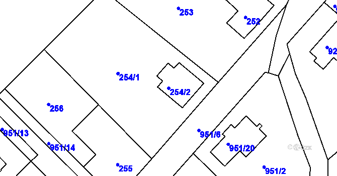 Parcela st. 254/2 v KÚ Olomučany, Katastrální mapa