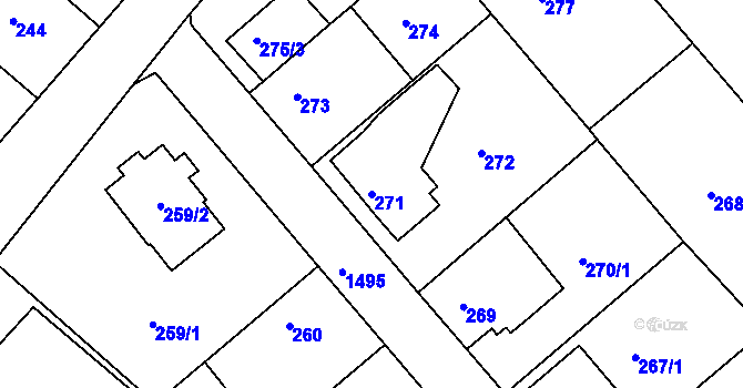 Parcela st. 271 v KÚ Olomučany, Katastrální mapa