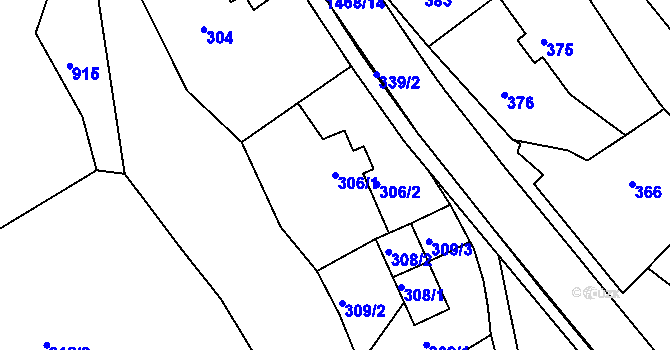 Parcela st. 306/1 v KÚ Olomučany, Katastrální mapa