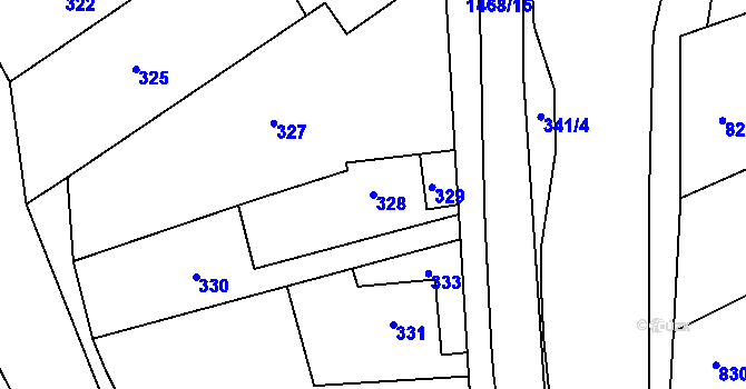 Parcela st. 328 v KÚ Olomučany, Katastrální mapa