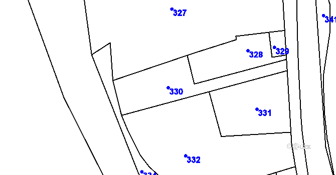 Parcela st. 330 v KÚ Olomučany, Katastrální mapa