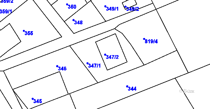 Parcela st. 347/2 v KÚ Olomučany, Katastrální mapa