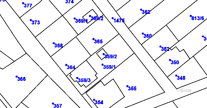 Parcela st. 359/2 v KÚ Olomučany, Katastrální mapa