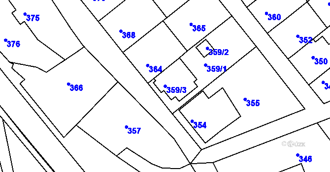 Parcela st. 359/3 v KÚ Olomučany, Katastrální mapa