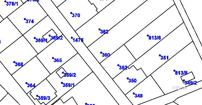 Parcela st. 360 v KÚ Olomučany, Katastrální mapa