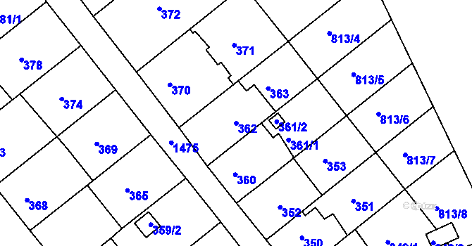 Parcela st. 362 v KÚ Olomučany, Katastrální mapa
