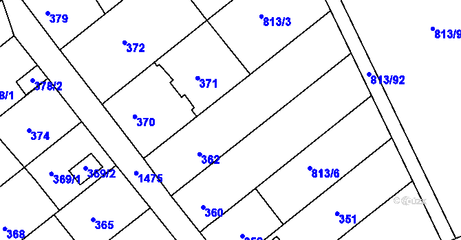 Parcela st. 363 v KÚ Olomučany, Katastrální mapa