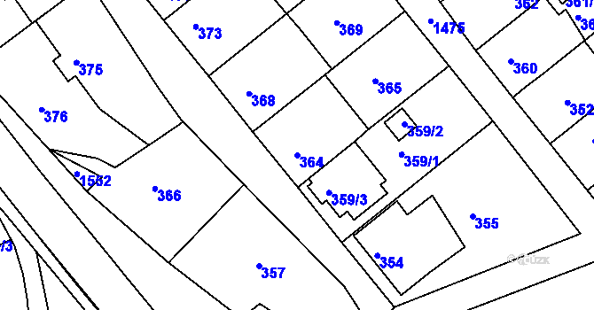 Parcela st. 364 v KÚ Olomučany, Katastrální mapa