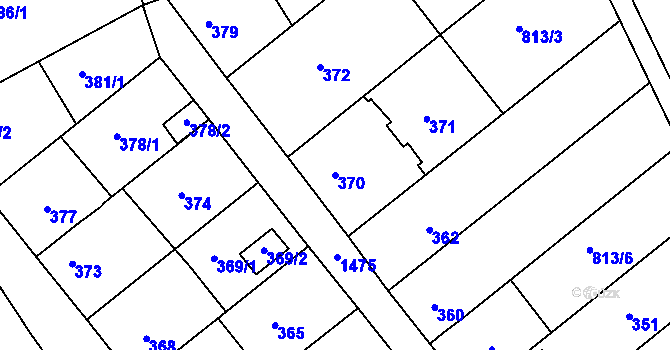 Parcela st. 370 v KÚ Olomučany, Katastrální mapa
