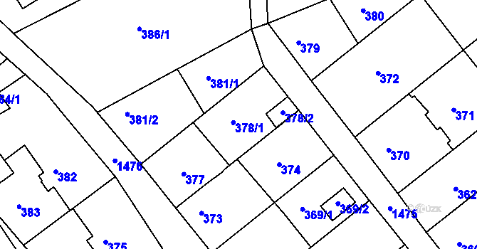 Parcela st. 378 v KÚ Olomučany, Katastrální mapa