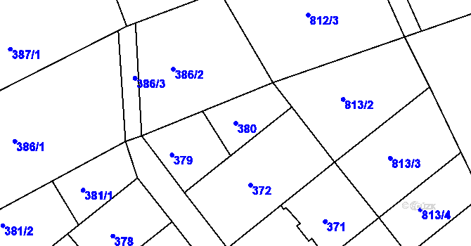 Parcela st. 380 v KÚ Olomučany, Katastrální mapa