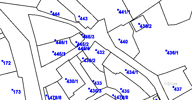 Parcela st. 432 v KÚ Olomučany, Katastrální mapa