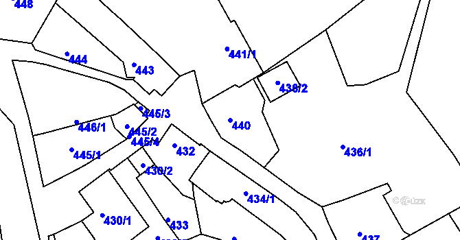 Parcela st. 440 v KÚ Olomučany, Katastrální mapa