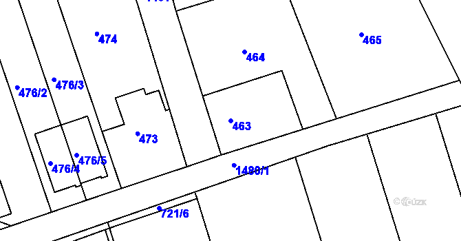 Parcela st. 463 v KÚ Olomučany, Katastrální mapa