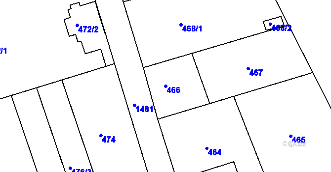 Parcela st. 466 v KÚ Olomučany, Katastrální mapa