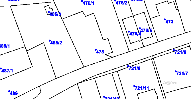 Parcela st. 475 v KÚ Olomučany, Katastrální mapa