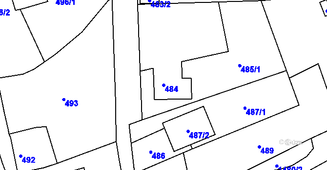 Parcela st. 484 v KÚ Olomučany, Katastrální mapa
