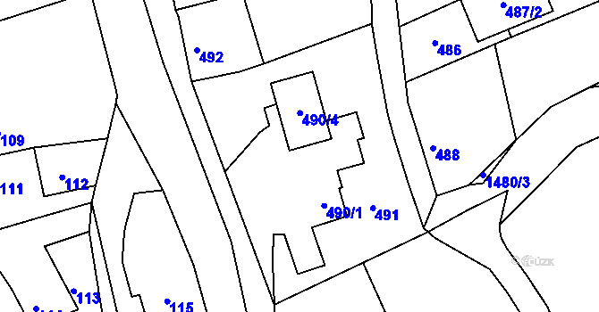 Parcela st. 490 v KÚ Olomučany, Katastrální mapa