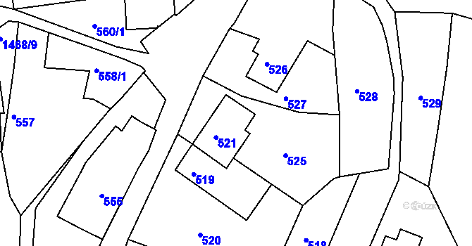 Parcela st. 522 v KÚ Olomučany, Katastrální mapa