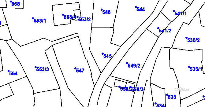 Parcela st. 545 v KÚ Olomučany, Katastrální mapa