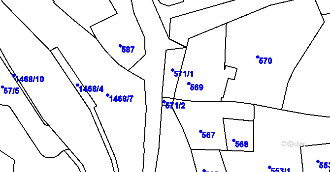 Parcela st. 571 v KÚ Olomučany, Katastrální mapa