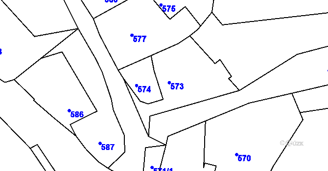 Parcela st. 573 v KÚ Olomučany, Katastrální mapa