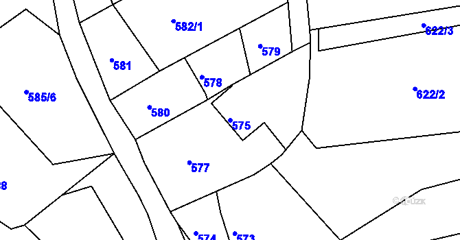 Parcela st. 575 v KÚ Olomučany, Katastrální mapa