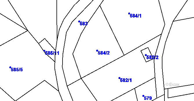 Parcela st. 584/2 v KÚ Olomučany, Katastrální mapa