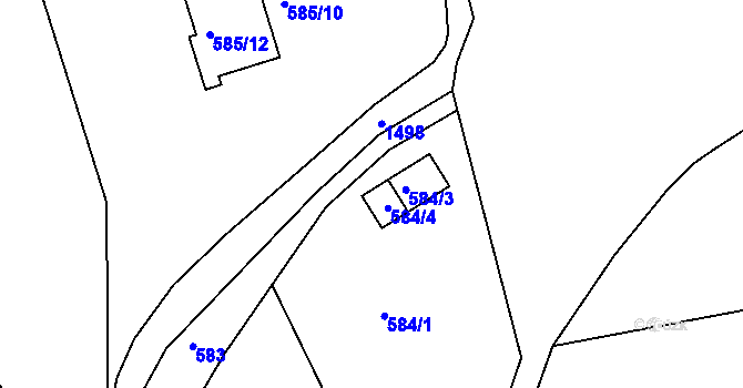 Parcela st. 584/4 v KÚ Olomučany, Katastrální mapa
