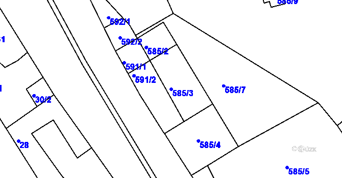 Parcela st. 585/3 v KÚ Olomučany, Katastrální mapa