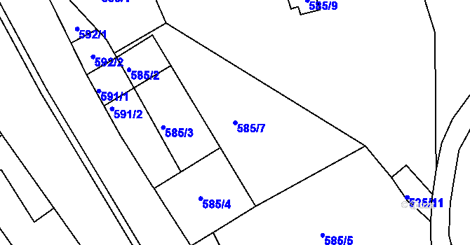 Parcela st. 585/7 v KÚ Olomučany, Katastrální mapa