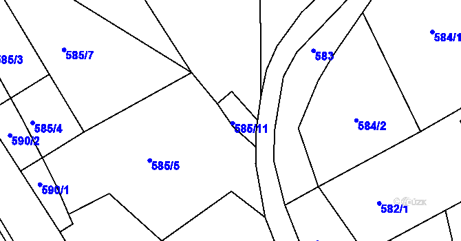 Parcela st. 585/11 v KÚ Olomučany, Katastrální mapa