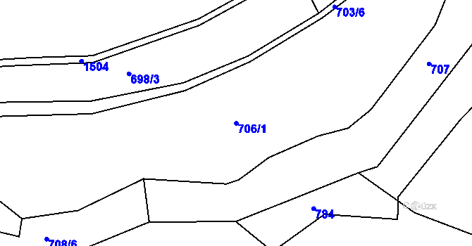 Parcela st. 706/1 v KÚ Olomučany, Katastrální mapa