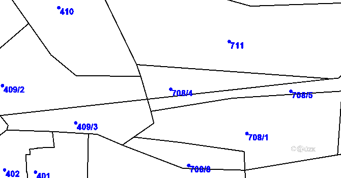 Parcela st. 708/4 v KÚ Olomučany, Katastrální mapa
