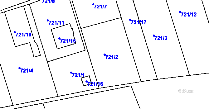 Parcela st. 721/2 v KÚ Olomučany, Katastrální mapa