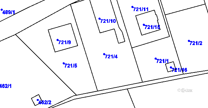 Parcela st. 721/4 v KÚ Olomučany, Katastrální mapa