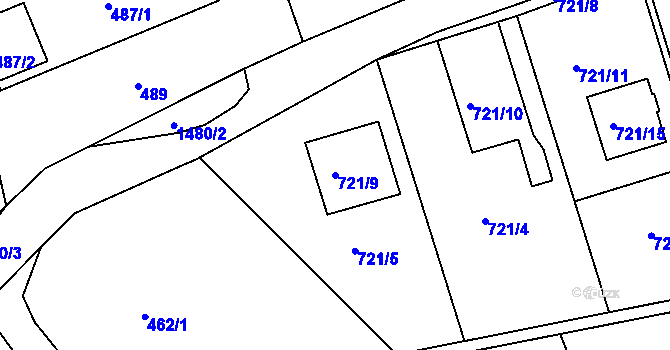 Parcela st. 721/9 v KÚ Olomučany, Katastrální mapa