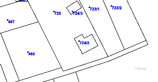 Parcela st. 724/2 v KÚ Olomučany, Katastrální mapa
