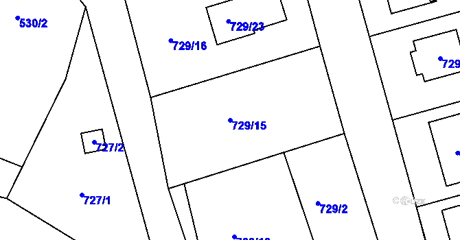 Parcela st. 729/15 v KÚ Olomučany, Katastrální mapa