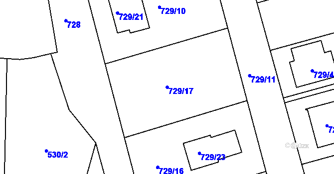 Parcela st. 729/17 v KÚ Olomučany, Katastrální mapa