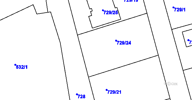 Parcela st. 729/18 v KÚ Olomučany, Katastrální mapa